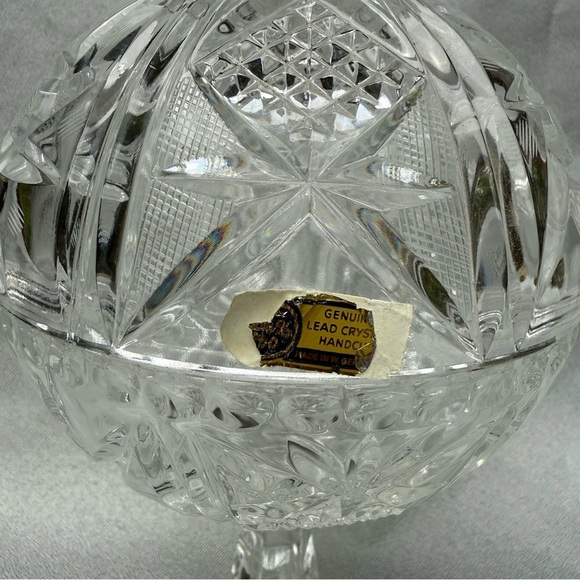Vintage 15" Tall Genuine Crystal Heavy HandCut Glass Jar Candy Dish Ball Germany - Picture 3 of 8